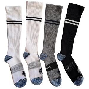 Set of 4 Bombas Everyday Compression Sock Merino Wool Stretch Seamless Toe M NEW